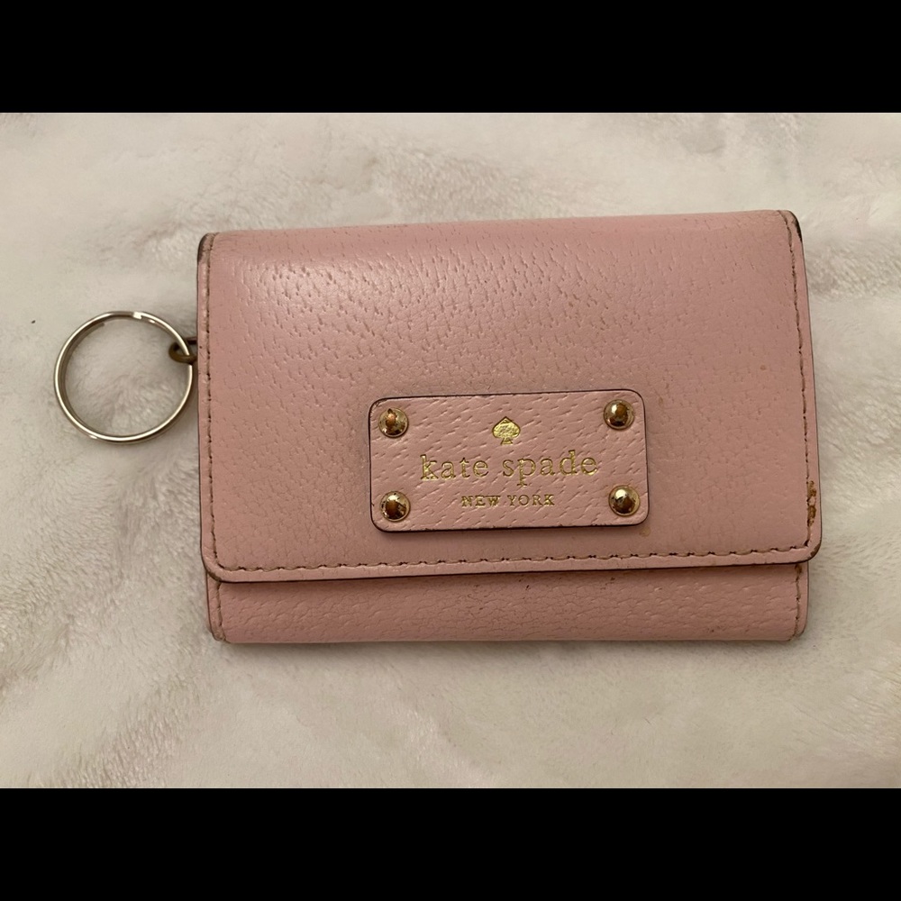 kate spade key ring wallet with id holder pink